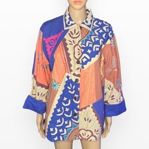 Silver Stream O/S S M L Art-to-Wear EMBROIDERED BIRDS Cut Jacket Blazer …